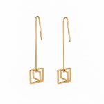 "Be simple", Women's Silver Earrings - 2 Square GG - Image 3
