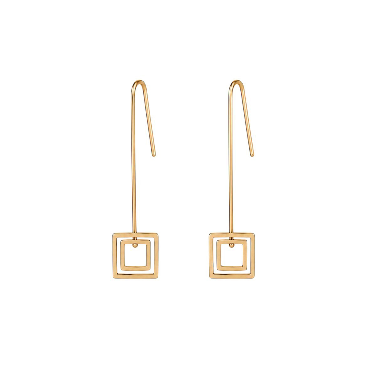 E_BE_SIMPLE_2-SQUARE_GG (1) "Be simple", Women's Silver Earrings - 2 Square GG - Image 1