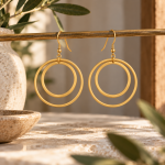 "Be simple" Γυναικεία ασημένια σκουλαρίκια - 2 Circle GG - Image 3
