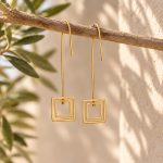 "Be simple", Women's Silver Earrings - 2 Square GG - Image 5