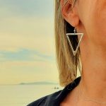 "My Strass" , Γυναικεία ασημένια σκουλαρίκια - Τρίγωνο WW - Image 2
