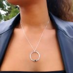 "My strass", Women's silver necklace - Circle WB - Image 4