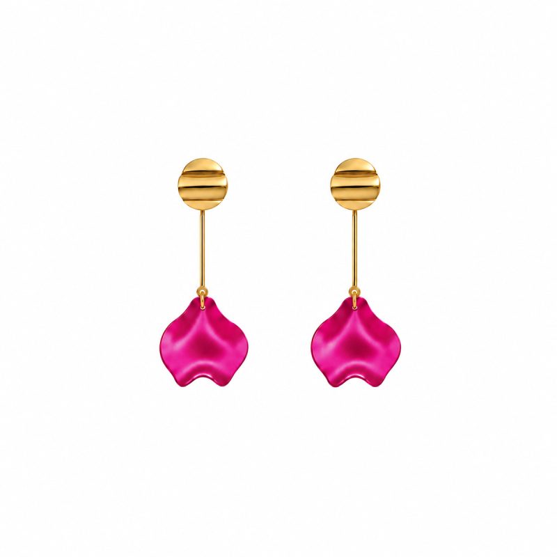 fuchsia petal earrings