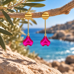 "Ione" Fuchsia Petal - Earrings - Image 3